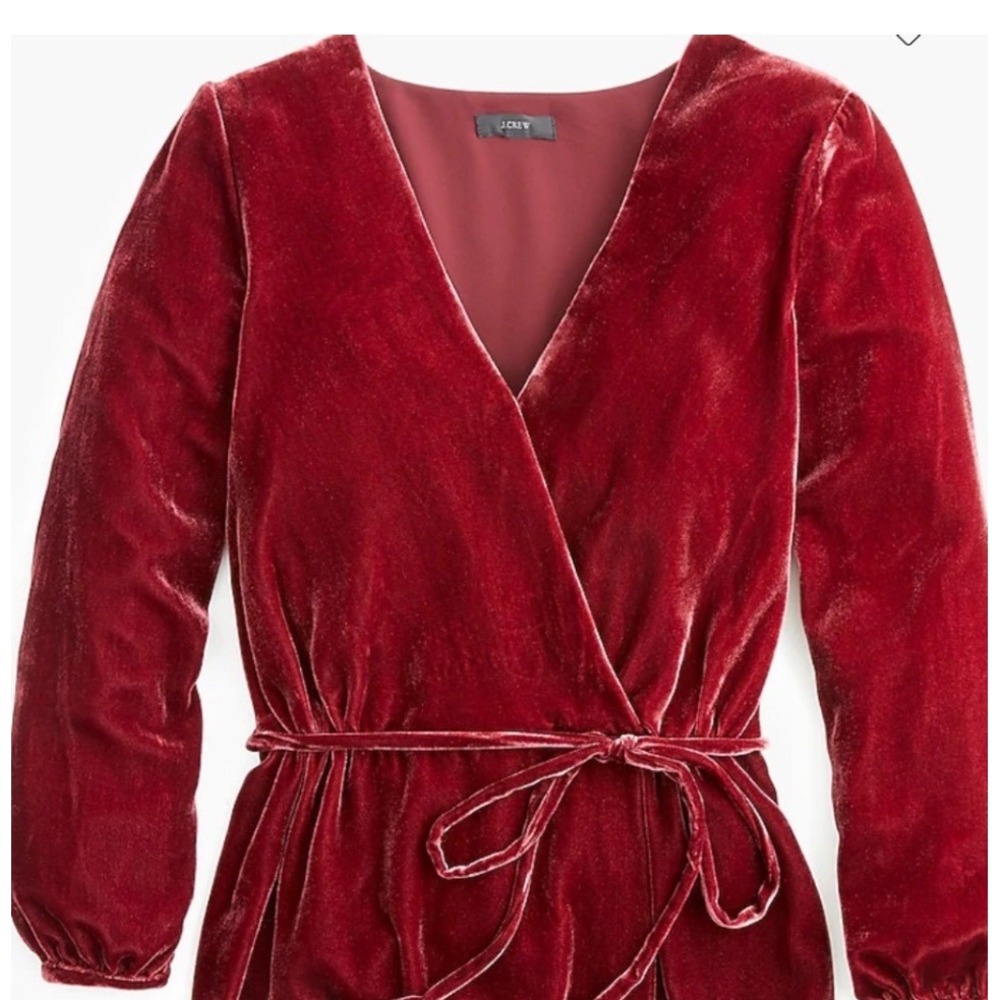 J.Crew Wrap Top‎ Velvet Balloon Sleeve Peplum, Womens 12 Burgundy J4962